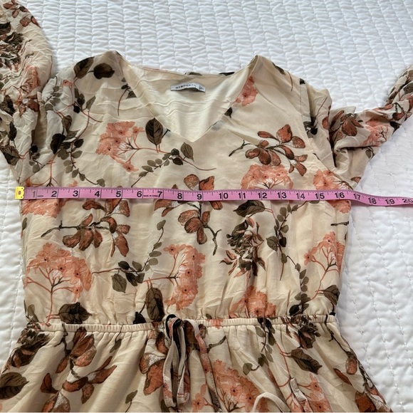 Staccato Long Sleeve Floral Dress in Cream and Brown - Picture 6 of 14